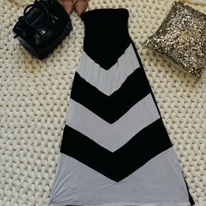 Black and Gray Chevron Maxi Dress